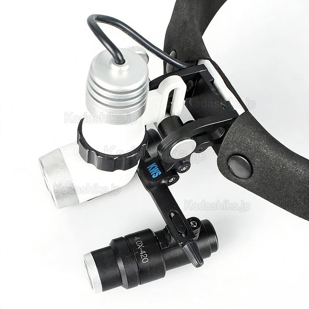 KWS 4X 歯科用双眼ルーペ + KWS KD-203AY-4 3W LED医療用ヘッドライト（電池2個付き）